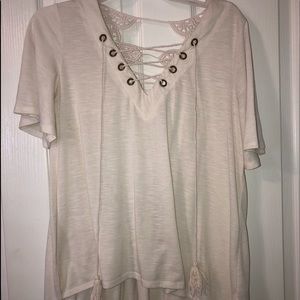 Cream shirt with detailed back